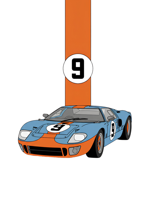 Tričko Ford GT40 Gulf Racing Livery in Light Blue and Orange