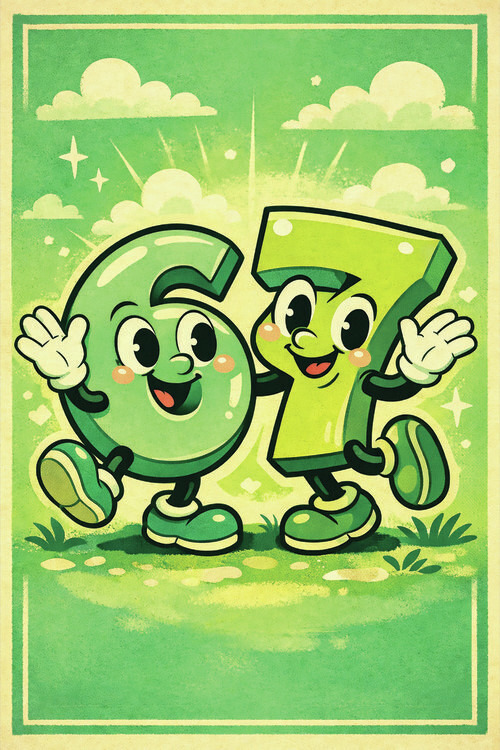 Obraz na plátně Six Seven - 67 green