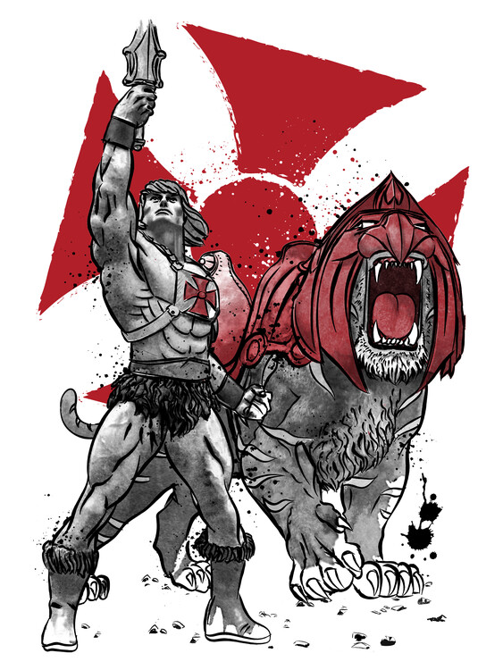 Plakát Prince Adam and battle cat sumi e