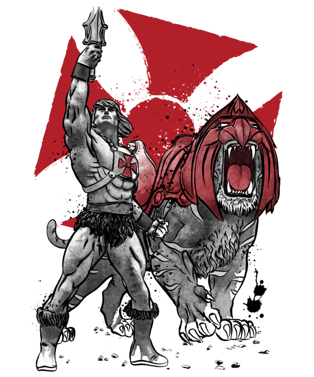 Tričko Prince Adam and battle cat sumi e