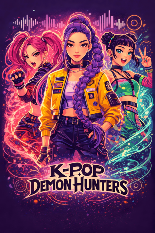 Plakát K-Pop Girl Band Poster – Energetic Performance Artwork