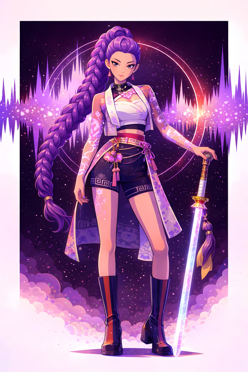 Plakát Rumi K-Pop Heroine Wall Art – Modern Pop Fantasy Illustratio