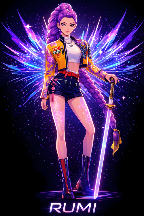 Plakát Rumi K-Pop Fantasy Artwork – Contemporary Music Art Print