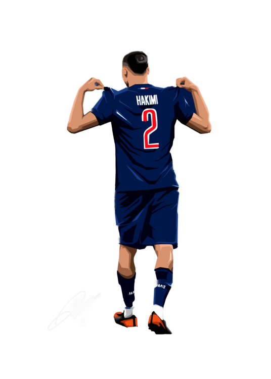 Tričko Drawing Art Hakimi PSG Illustration Poster