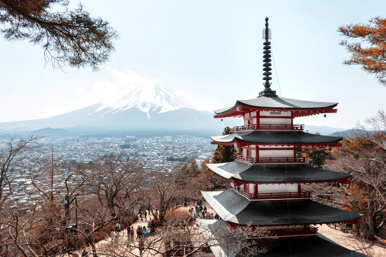 Художествена фотография Mt. Fuji with Chureito Pagoda