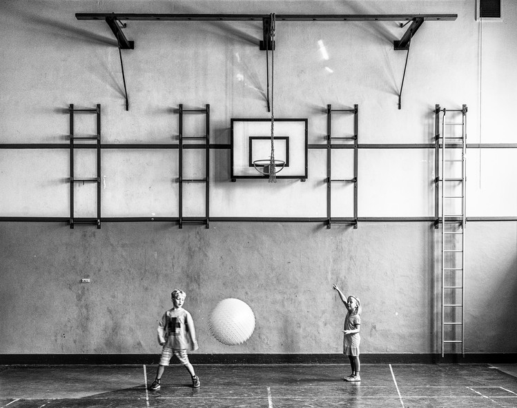 basketball court black and white photography