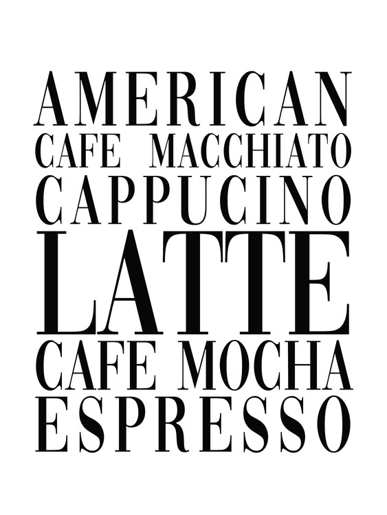 Canvas Print coffee list