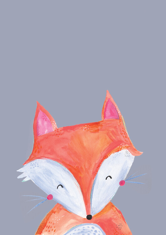 Fototapeta Woodland fox on grey