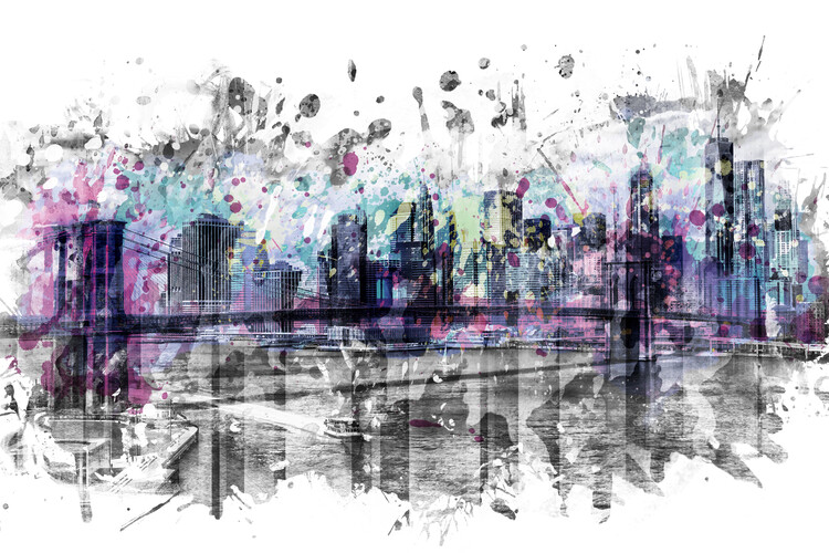 new york skyline painting wallpaper