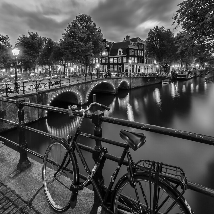 Fotografie AMSTERDAM Evening impression from Brouwersgracht, Melanie Viola, (40 x 40 cm)