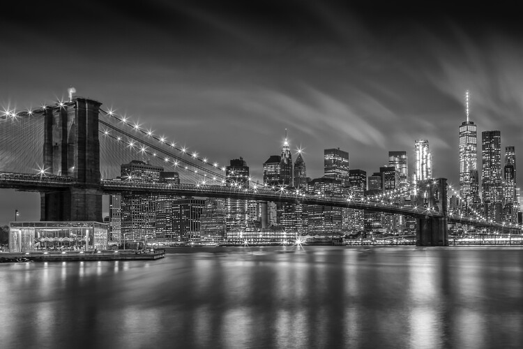 Fotografie BROOKLYN BRIDGE Nightly Impressions | Monochrome, Melanie Viola, 40x26.7 cm