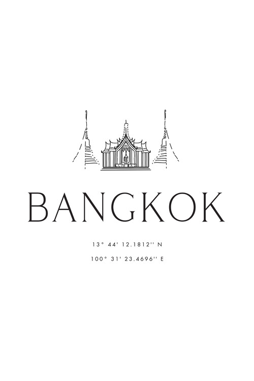 Canvas Print Bangkok coordinates with temple