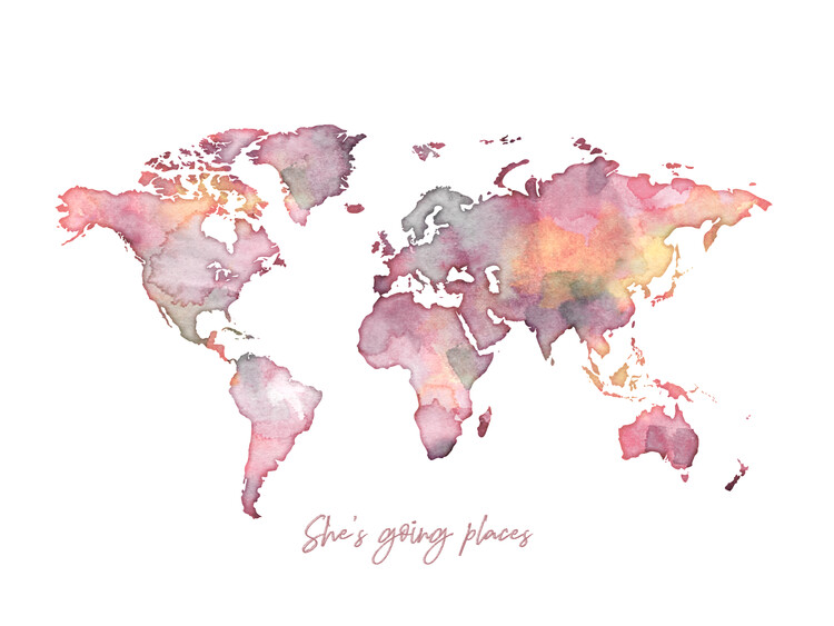 Illustration Worldmap she is going places