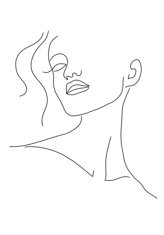 Ilustração Minimal woman face line art