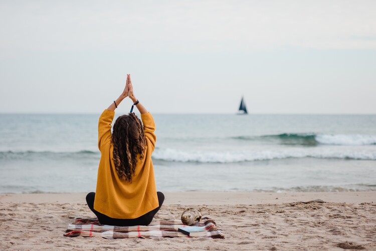 beach yoga wallpaper