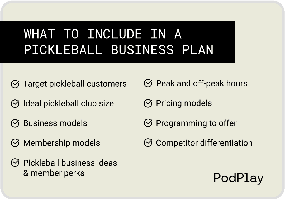What to include in pickleball business plan