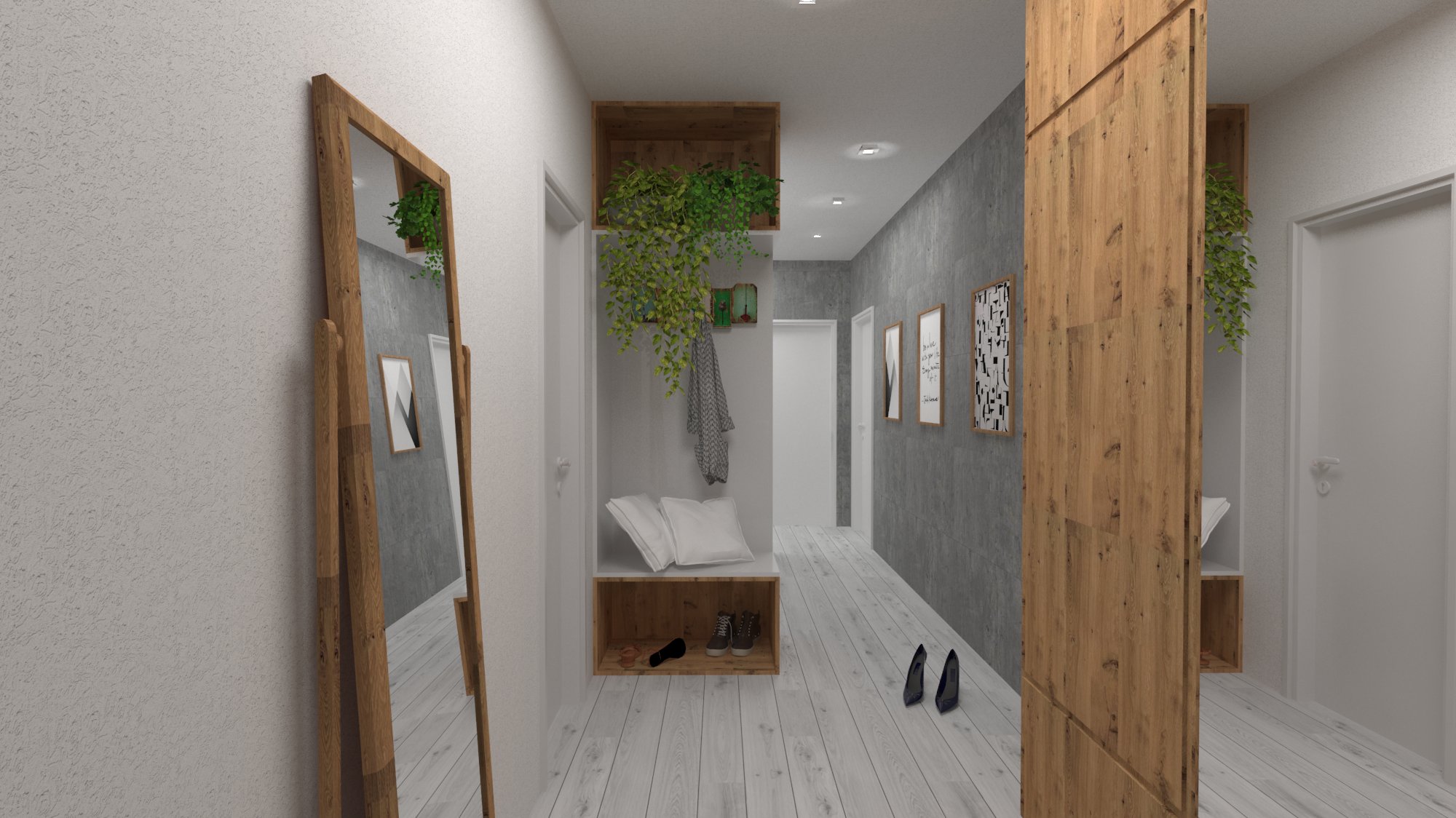 Návrh interiéru pre byt v novostavbe - predsieň