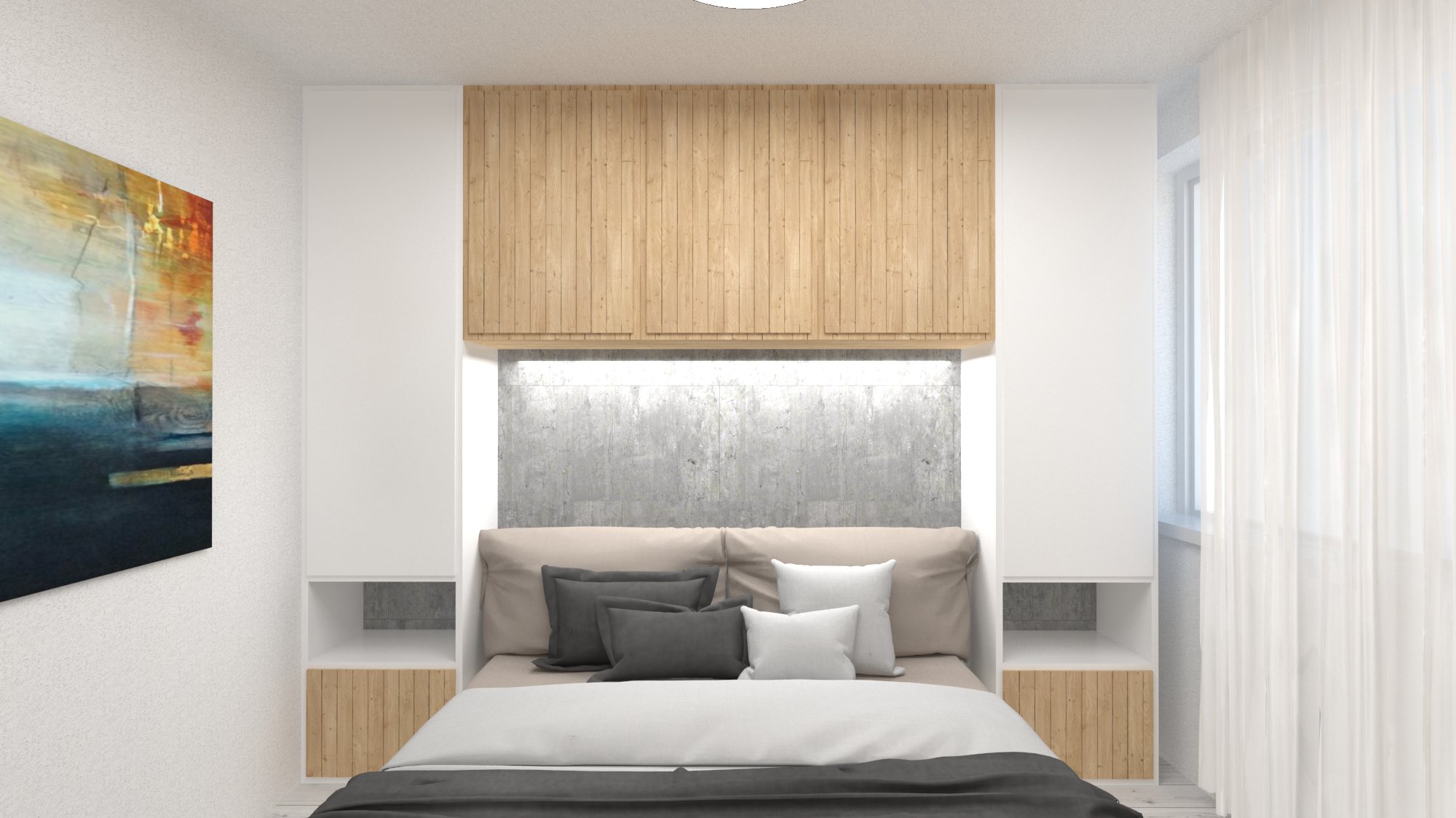Návrh interiéru pre byt v novostavbe - spálňa