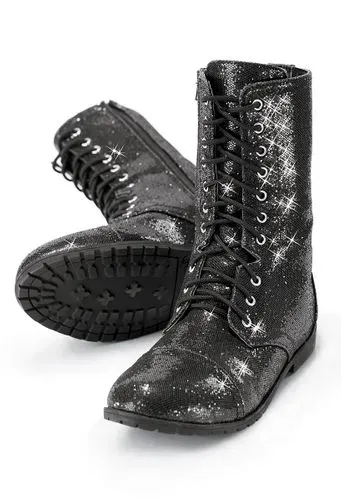 Glitter Combat Boots (Black)