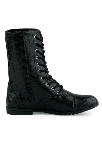 Glitter Combat Boots (Black)