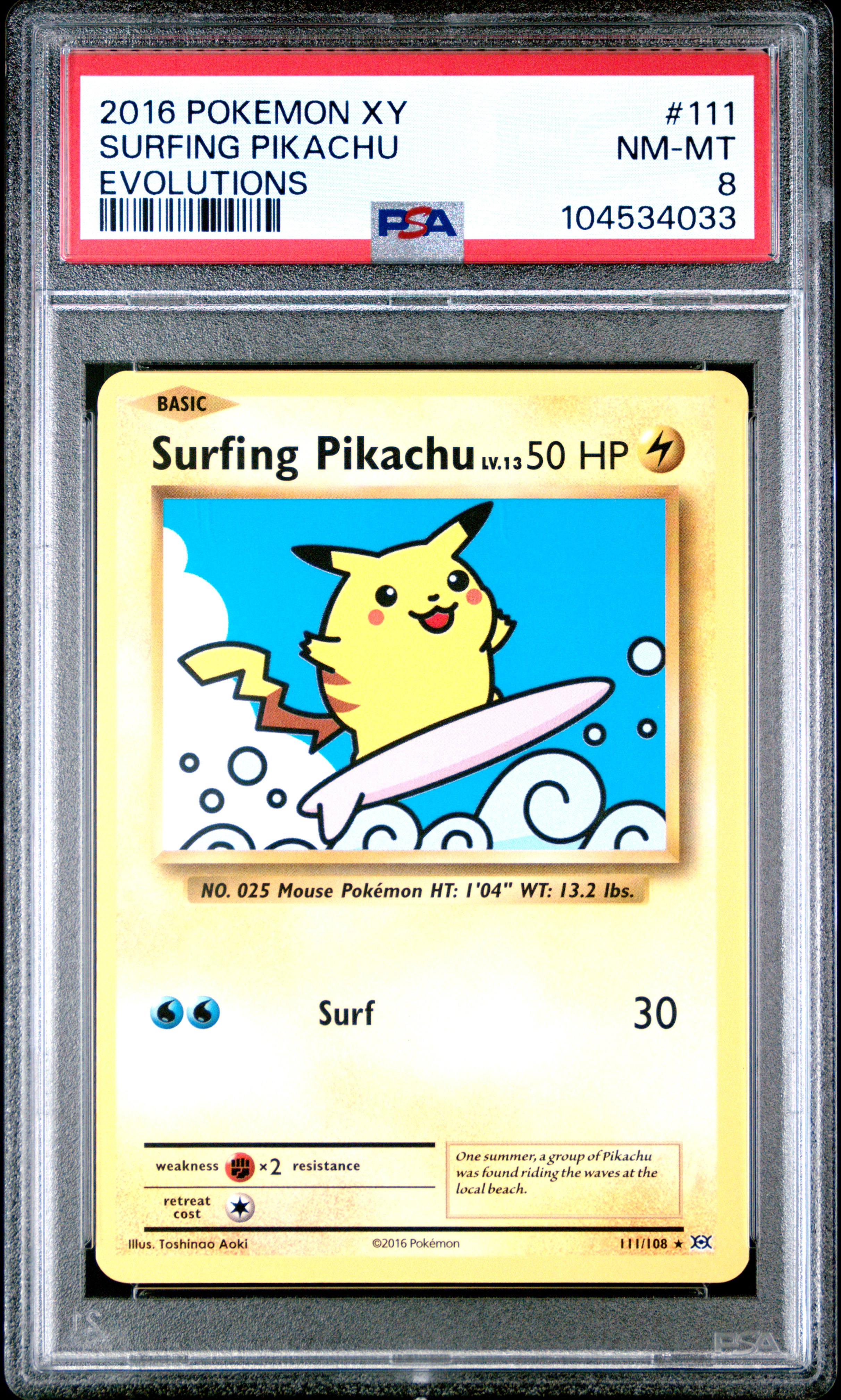 Surfing Pikachu 2016 XY: Evolutions #111/108 Base (Secret) Price 