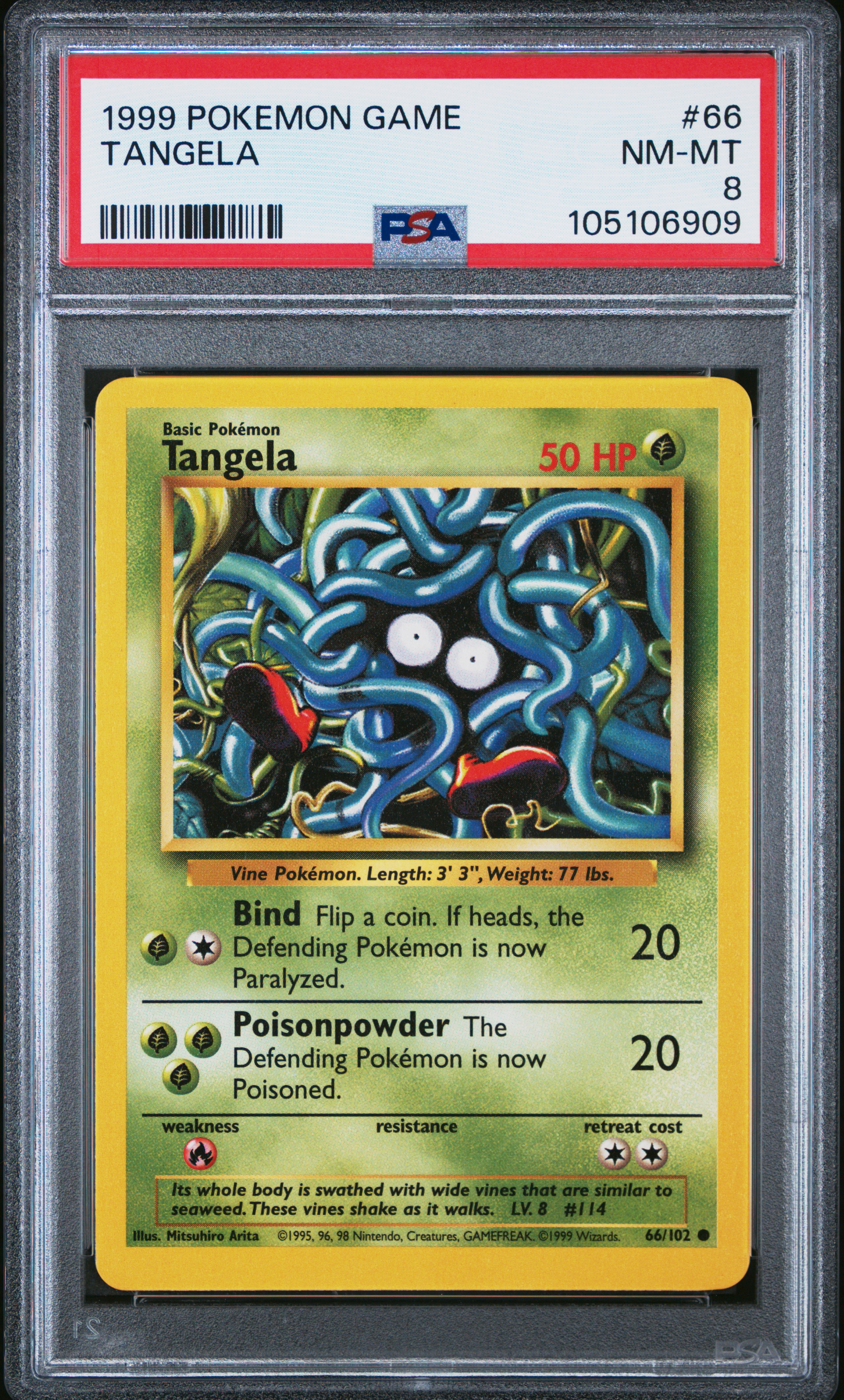 Tangela #66/102 Base Set 1999 PSA8