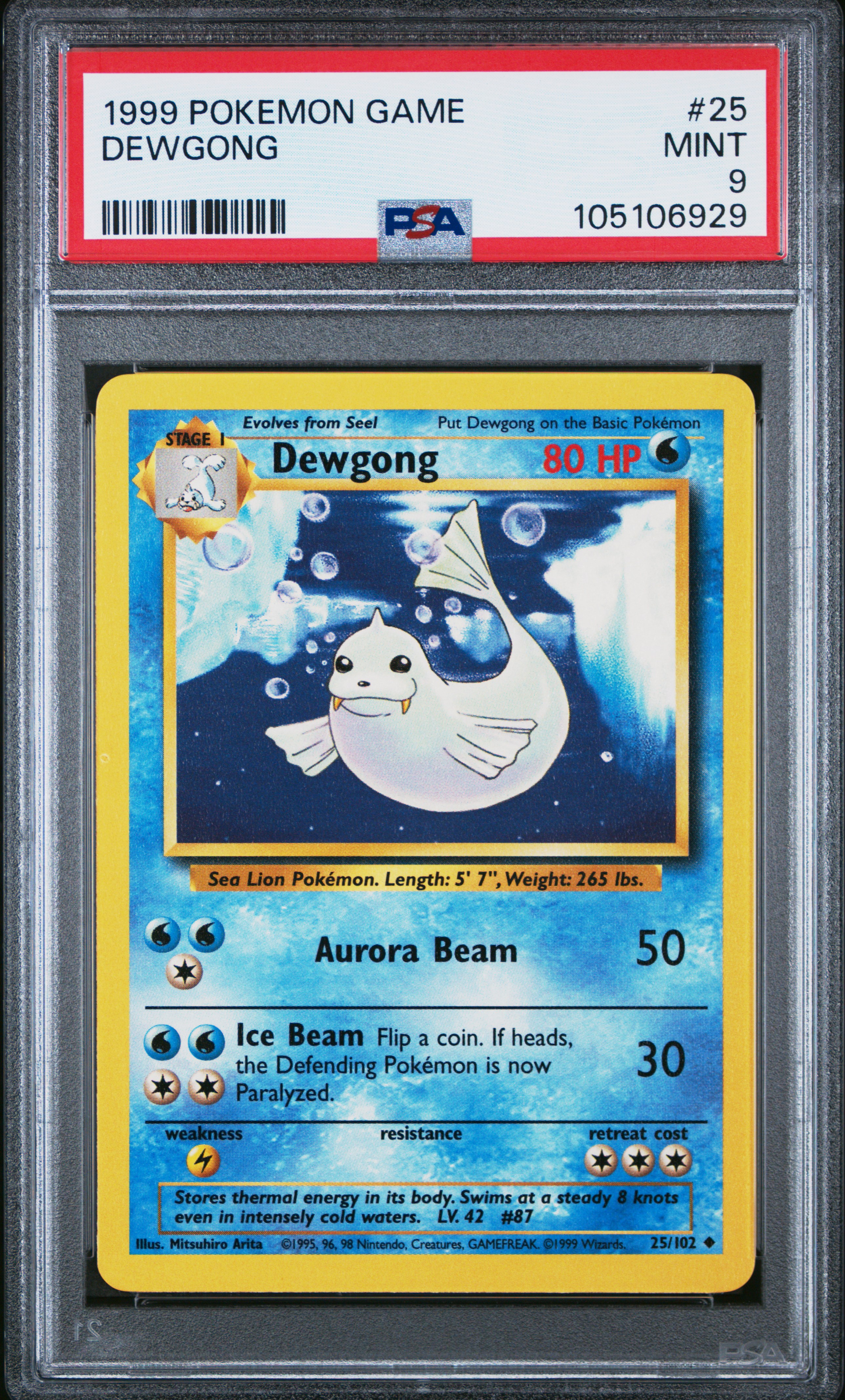 Dewgong #25/102 Base Set 1999 PSA9
