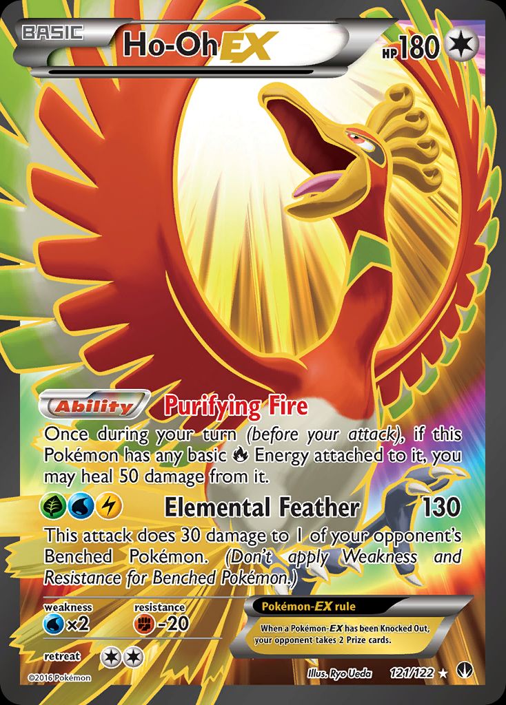 Ho-Oh EX 121/122 Full Art Ultra Rare XY Breakpoint Pokemon Card Near M