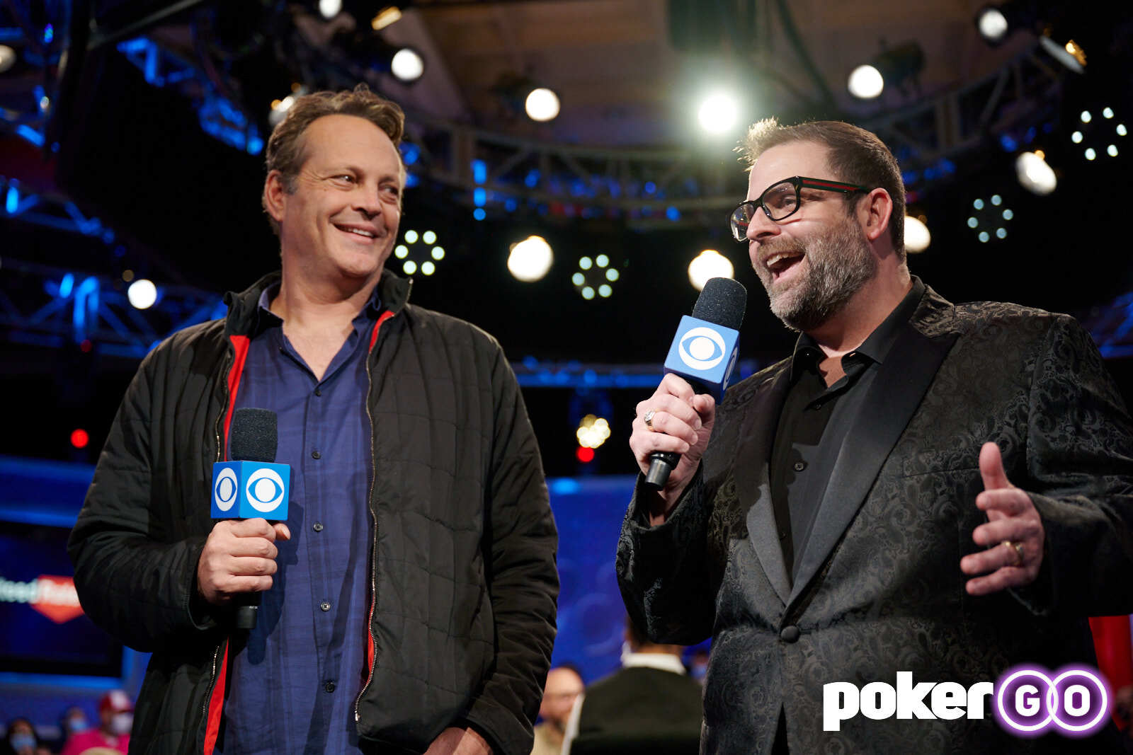 Vince Vaughn and Jack Effel at the 2021 WSOP Main Event final table