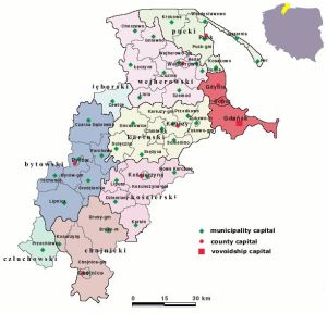 Map of the Kashubian Region in Poland