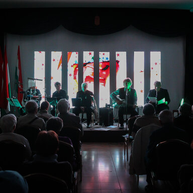 Hungaro Zenekar, Dörner György - színművész, Antal Gábor - trombita, Dudinszky Zoltán - szaxofon. Fotó: Szolnoki Dániel.