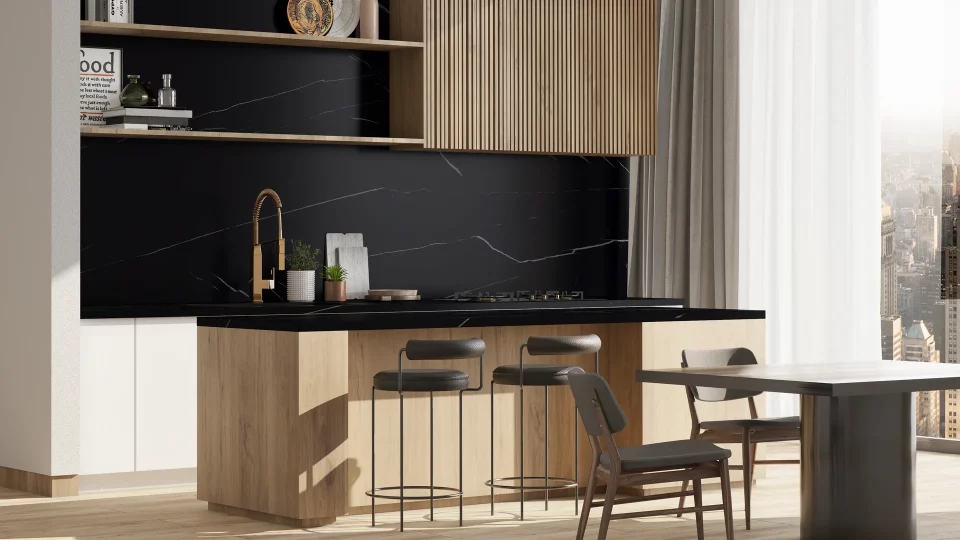CALACATTA BLACK – שיש למטבח מפורצלן