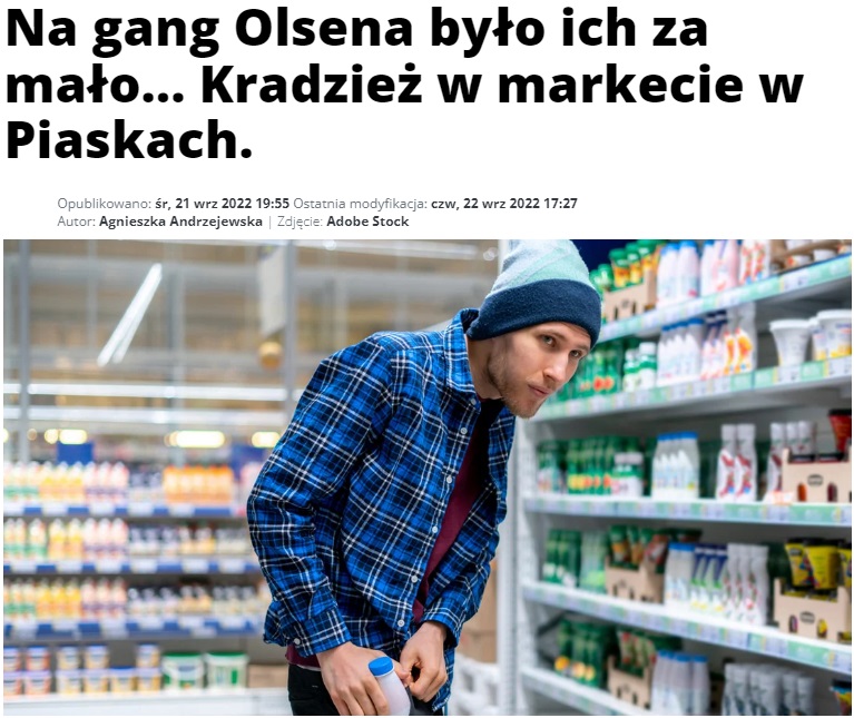 Na gang Olsena było ich za mało... Kradzież w markecie w Piaskach