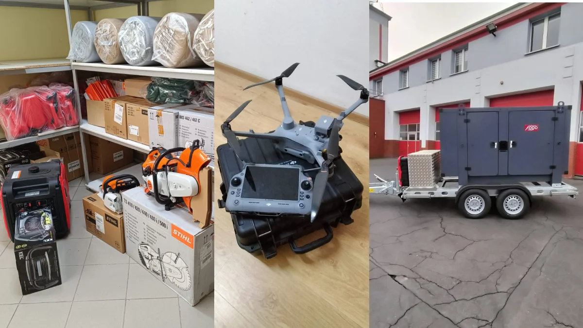 Strażacy dostali sprzęt do walki nie tylko z pożarami i ekstremalną pogodą. Od agregatu, przez drony po kamizelki kuloodporne