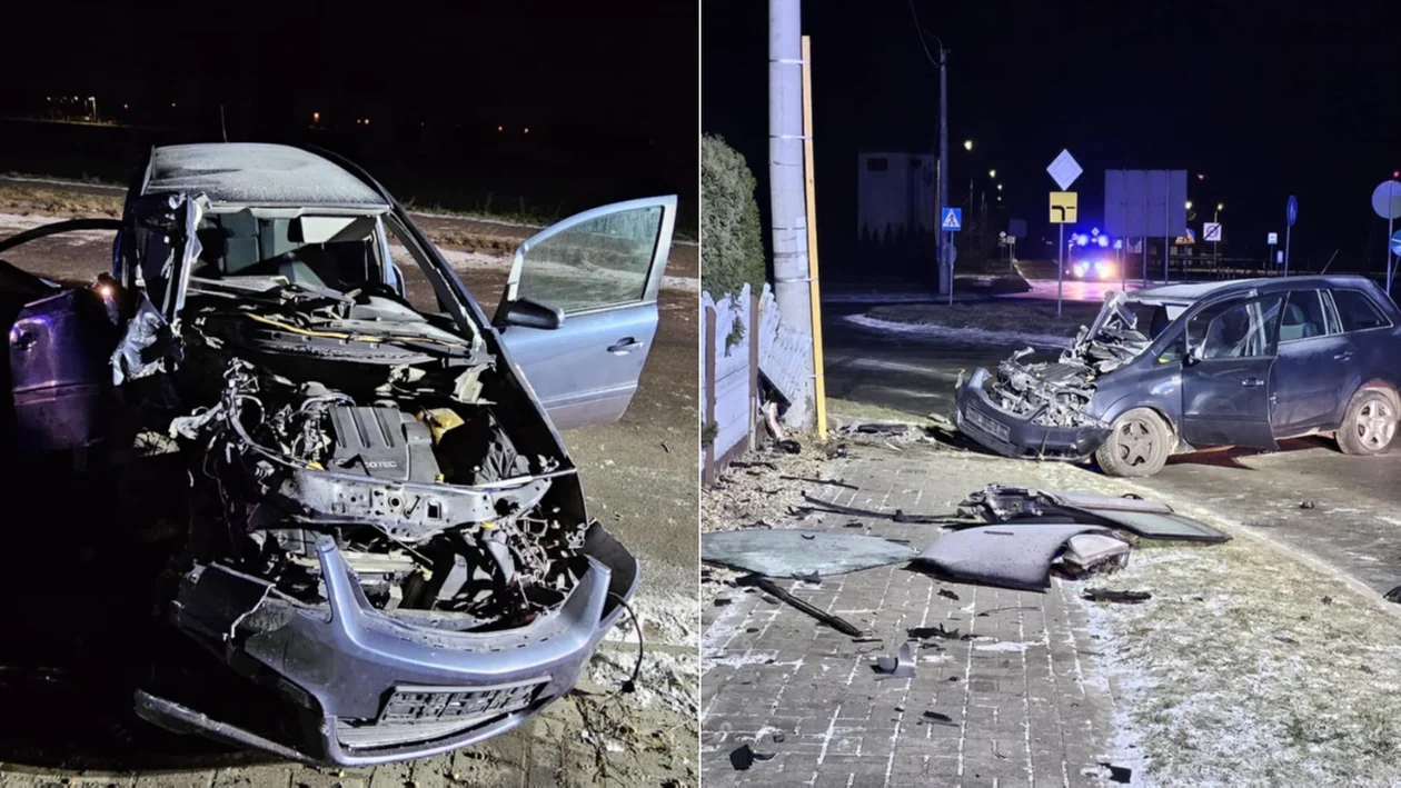 Krotoszyn. Nocny wypadek na Szosie Benickiej. Kierowca trafił do szpitala [ZDJĘCIA]