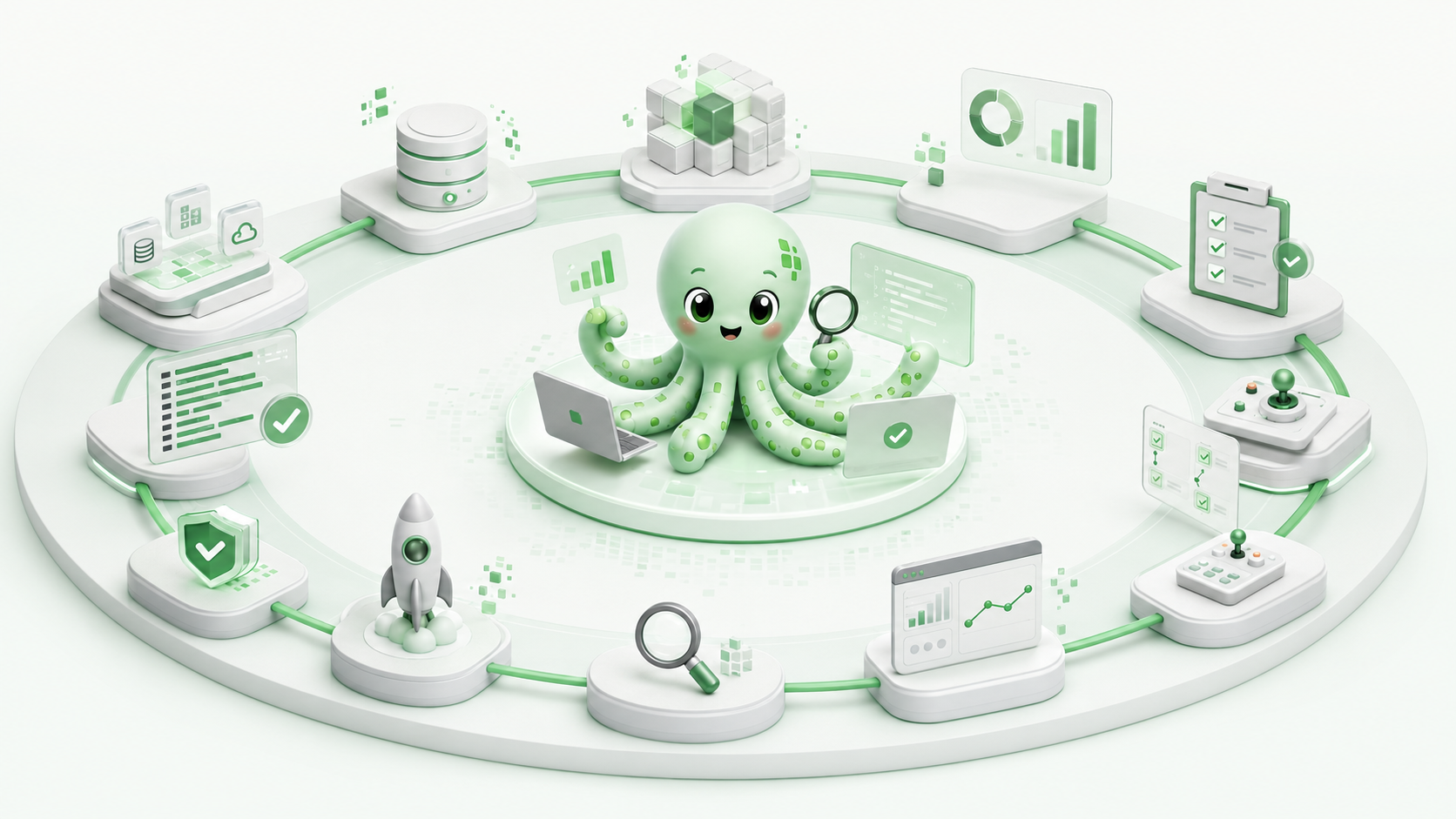 Poly operates ingestion, modeling, testing, deployment, and dashboard inspection in one connected system