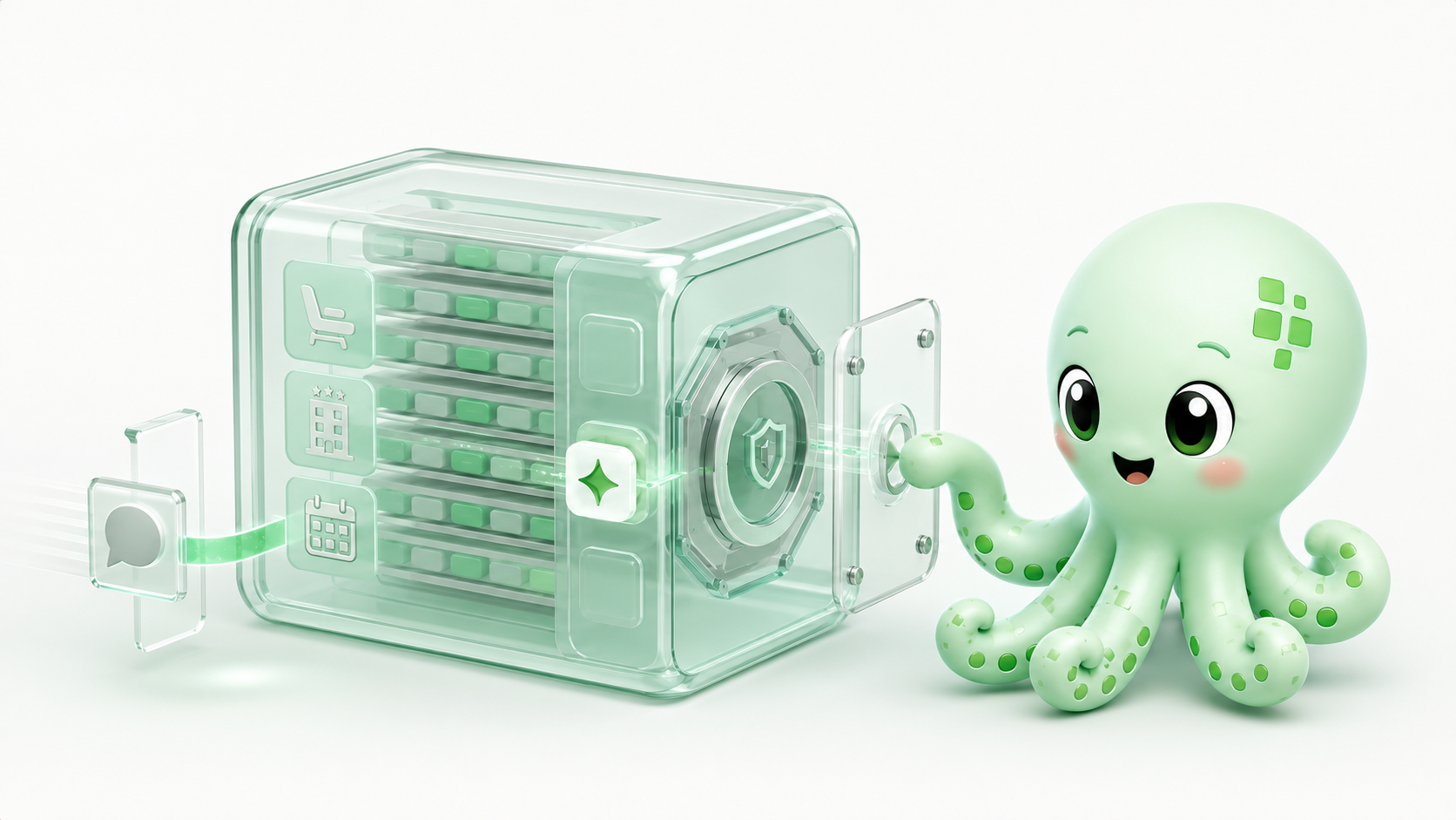 Secure data vault enriches a request while private customer data remains inside.