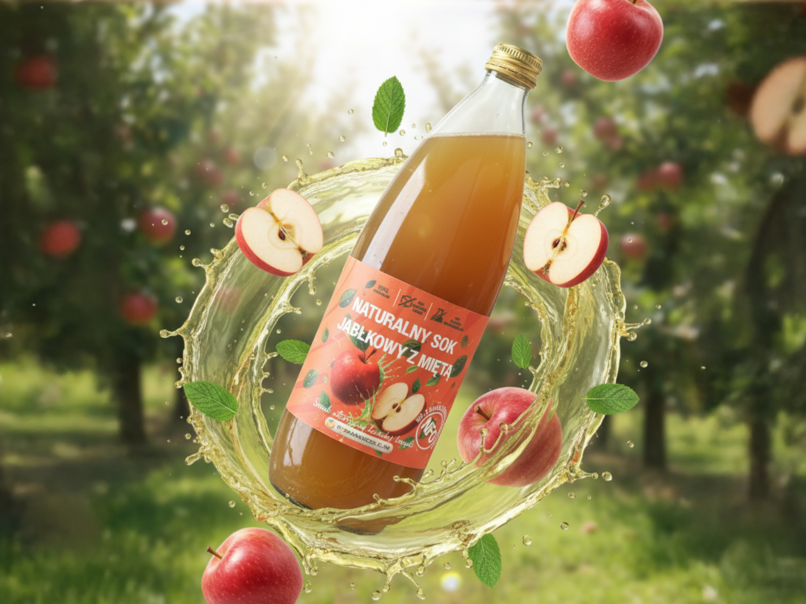 Domowy Sok Jabłkowy z miętą 100% - 6 sztuk