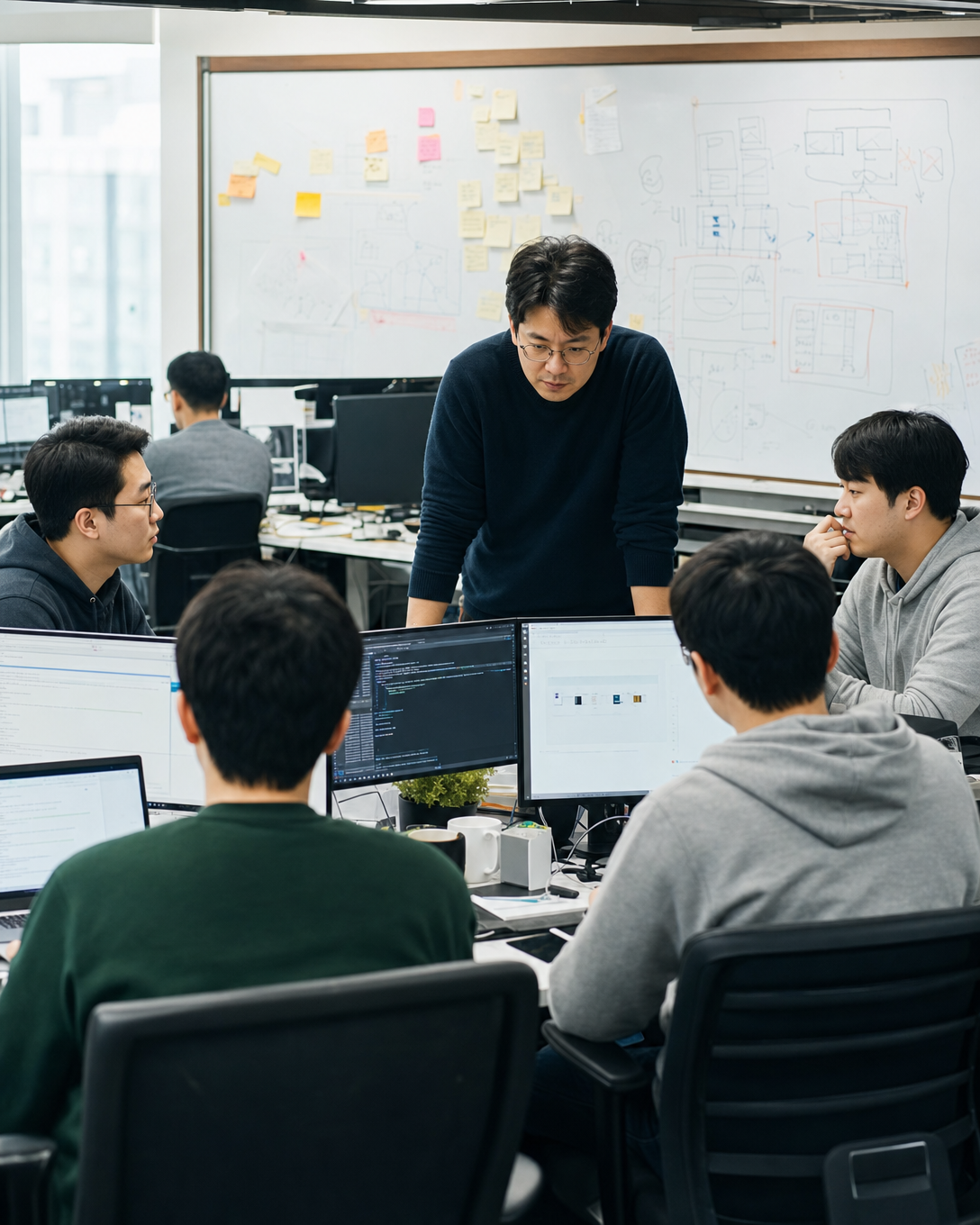 같은 기능을 두고 서로 다른 방향으로 갈라진 두 개의 코드 화면