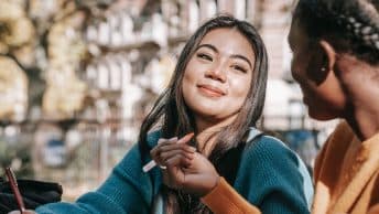 two women smiling