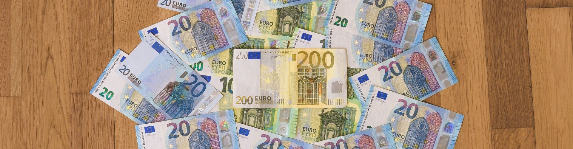 euro bills sitting on the floor