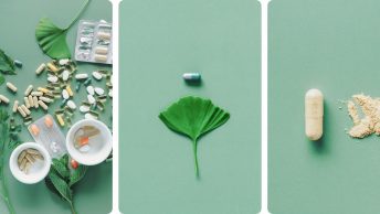 Three images representing supplements with a mix of herbal plants