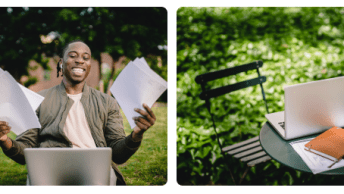 Two images of a man who did his German pension refund