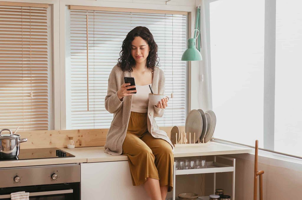 Woman checking her private pension balance