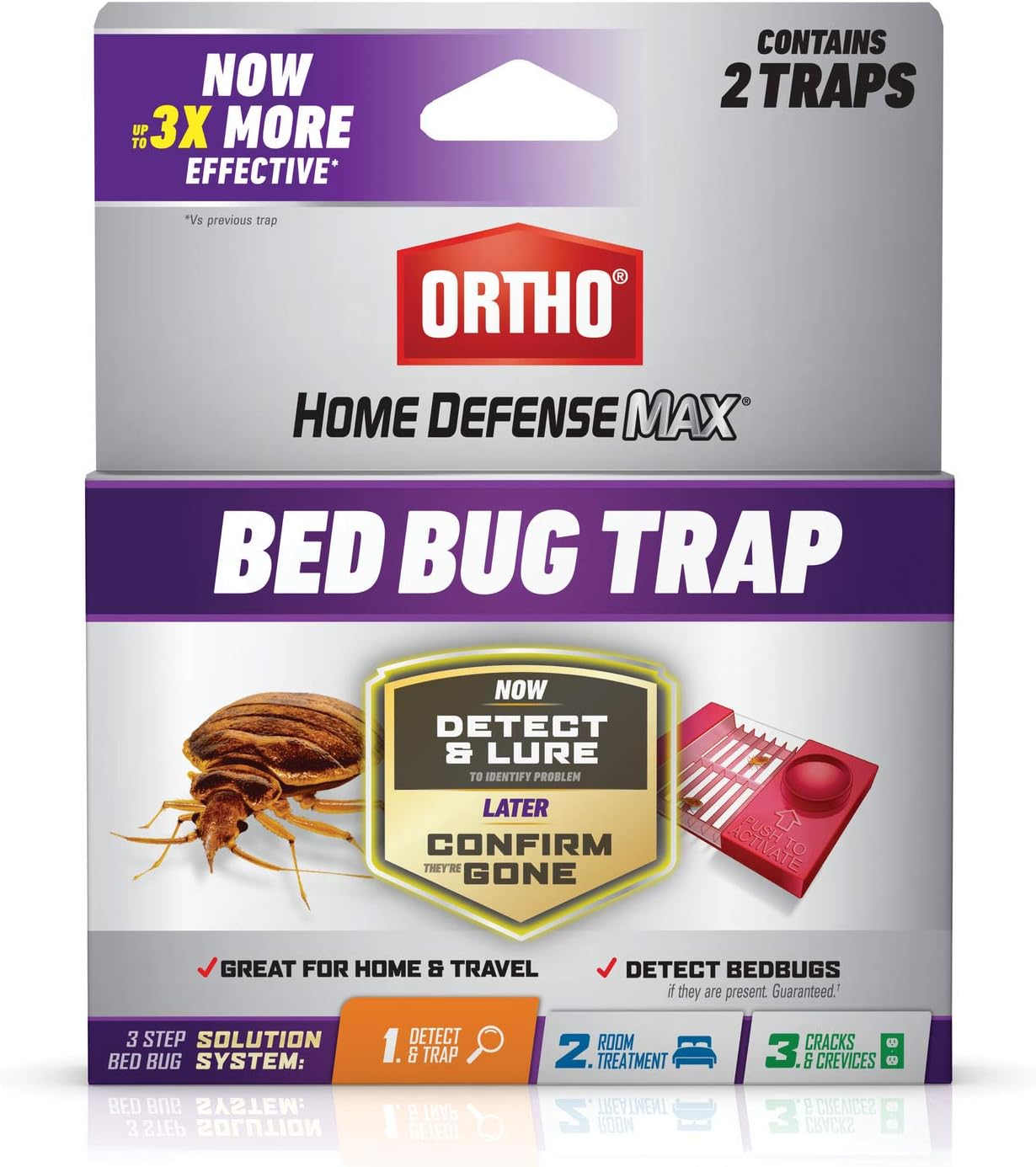 Ortho Home Defense Max Bed Bug Trap, Detect Bed Bugs in Homes and While Traveling, 2-Pack