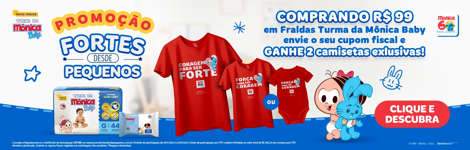 Promoção Fraldas Turma da Mônica 2023 Fortes Desde Pequeno