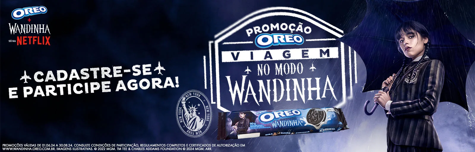 Promoção Oreo 2024 Viagem no Modo Wandinha