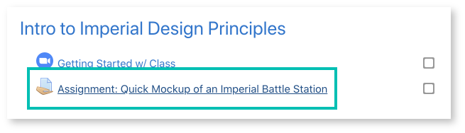 Assignment activity appearance