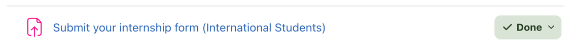 A Moodle assignment from a student's view showing it as done in a green label.