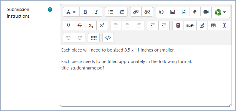 a screenshot of the submission instructions